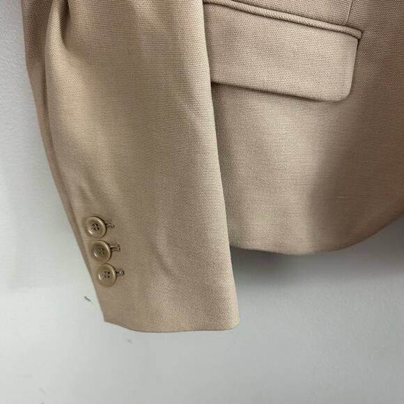 Talbots Ponte Knit Tan Khaki Collarsless Blazer Jacket 12 L Large - Picture 5 of 7